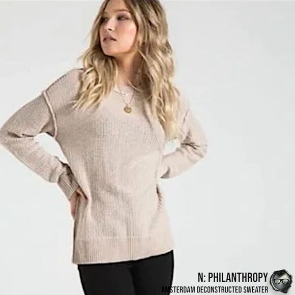 N:PHILANTHROPY AMSTERDAM DECONSTRUCTED SWEATER IN AUTUMN BLONDE BEIGE SIZE SMALL - Picture 11 of 16
